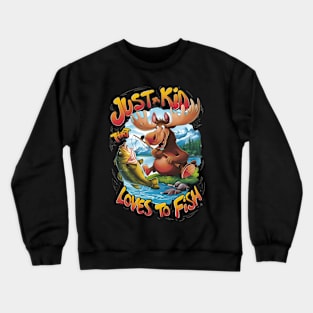 Majestic Moose With a Fish: Crewneck Sweatshirt